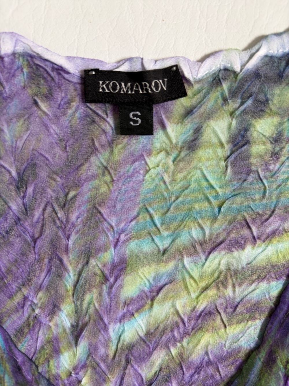 Komarov Part Dress Midi 3/4 Sleeve Charmeuse Dress Purple Green size Small - Picture 8 of 16